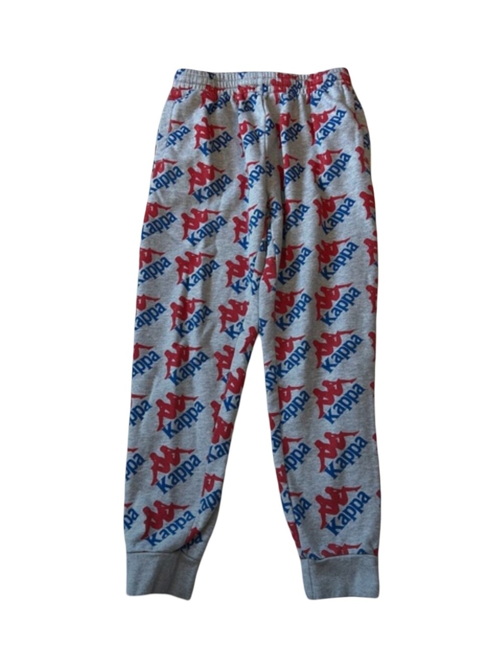 Kappa Gray Sweatpants with Red & Blue Logo Print